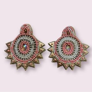Boutique Beaded gold & Coral earrings